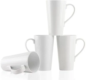 Mugs Set 16 OZ Tall Coffee Cups with Handle White Coffee Mugs Set of 4 for Coffe - Picture 1 of 6