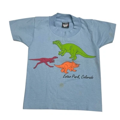 Camiseta Vintage Souvenir Azul 2-4T Dinosaurs Estates Park, Colorado Pantalla Estrellas Foto 1 de 4