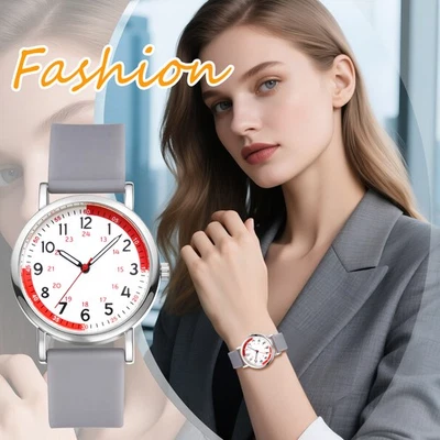 Men Women Easy Reader 24H/12H Dial Silicone Band Pulse Calculation Medical Watch - Image 1 of 4