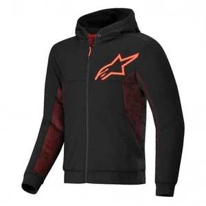 Alpinestars Men's Armoured Hoodie Jacket - Chrome AIR SPORT - Black/Red Fluo - Picture 1 of 2