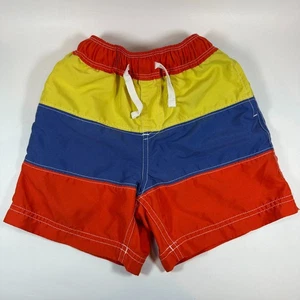Hanna Andersson Boys' Swim Trunks, Orange, Yellow and Blue Colorblock, Size 4 - Picture 1 of 6
