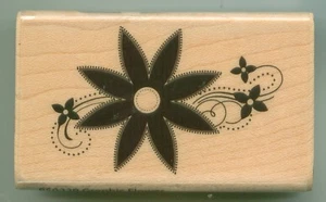 HAMPTON ART rubber stamp GRAPHIC FLOWER wood mounted, PS0229, Flourishes - Picture 1 of 1