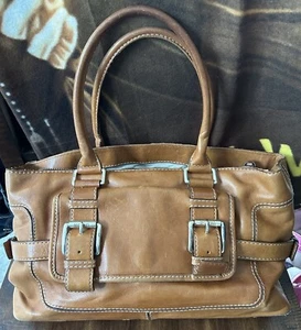 MICHAEL KORS Saddle Bag Handtasche verwittert braun Leder mit Schnallen Fronttasche - Bild 1 von 24