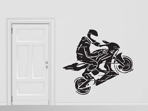 Wand Vinyl Aufkleber Motorrad Racer Helm Sprung Motorrad Handschuhe (n244) - Bild 1 von 5