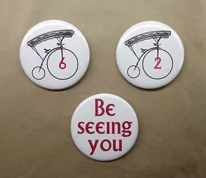 The Prisoner 2.25" Large Button Set No. 2 & No. 6 Bicycle Bike & Be Seeing You - Picture 1 of 4