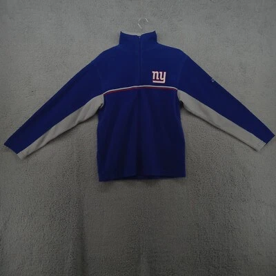 Pullover NY Giants para niños jóvenes grande (14/16) azul Reebok polar cuarto cremallera logotipo Foto 1 de 4