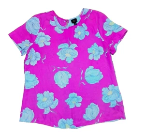 Top blusa floreale rosa WORTHINGTON taglia L maglione manica corta modesto - Foto 1 di 5