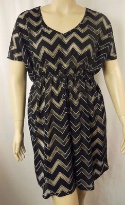 NEW City Chic Sexy Black Zigzag Kaftan Cover-Up Beach Dress Plus Size XS 14 C558 - image 1 of 4