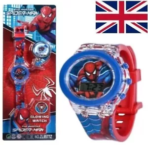Children Spiderman Watch Cartoon Flashing Light Up Digital Spider Man Kids Gift - Picture 1 of 6