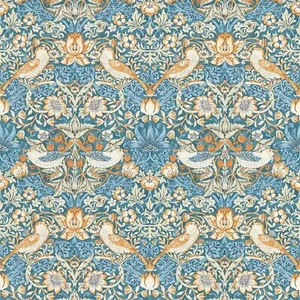 William Morris Design Strawberry Thief Wallpaper Denim Spice Paste The Wall - Picture 1 of 5