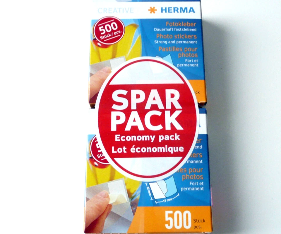 Herma Fotokleber ( 2 x 500 Stück) Klebesticker für Foto Bilder Fotos einkleben