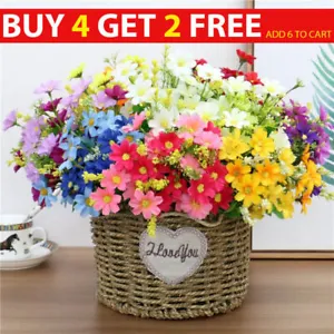 28 Heads Silk Artificial Fake Flowers Daisy Bunch Bouquet Home Wedding Decor UK - Picture 1 of 23