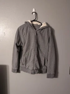 LL. Bean Damen Sherpa-gefütterter Full Zip Langarm Hoodie Gr. L kuschelig grau - Bild 1 von 6