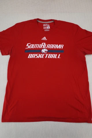 South Alabama Jaguars Shirt Mens 2XL XXL Basketball Adidas Go-To Tee Red Cover