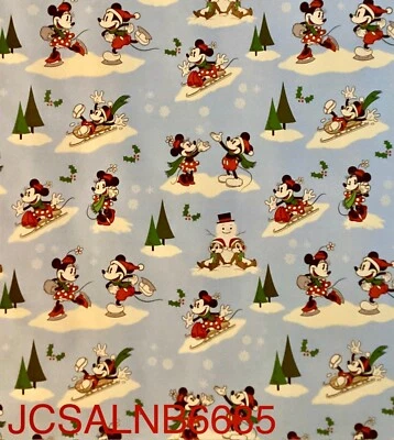 DISNEY MICKEY & MINNIE CHRISTMAS GIFT WRAPPING PAPER LIGHT BLUE - 20 SQ FT - NEW - Image 1 of 2