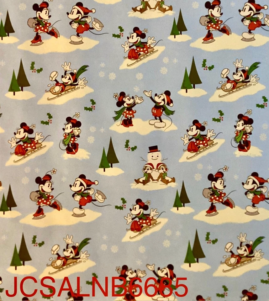 Papel de embrulho para presente de Natal Disney Mickey & Minnie azul claro - 20 pés quadrados - NOVO - Imagem 1 de 2