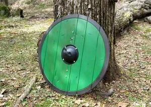 Escudo vikingo medieval armadura cosplay redondo LARP madera 24" pulgadas escudo de teatro - Imagen 1 de 4