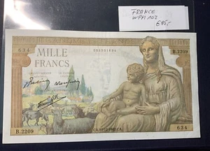 Frankreich 1000 Francs Banknote 1942 - Bild 1 von 2