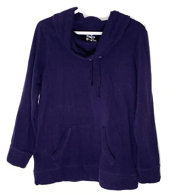 Made For Life Womens Sz M Purple Drawstring Cowl Neck Sweatshirt - Image 1 of 4