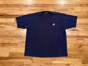 Carhartt Mens Size 2XL Short Sleeve Crew Pocket Work Casual Cotton Blue T Shirt - Picture 1 of 12