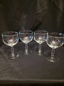 Wine Water Glass w/ Monogram Initial Letter M Etched Clear Stemmed 5.25" Tall - Picture 1 of 3