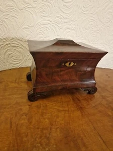 A Victorian Walnut Sarcophagus Tea Caddy - Picture 1 of 24