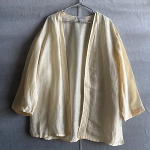 Valerie Stevens II 20W Linen Silk Blend Layering Jacket Canary Yellow Cardigan - Bild 1 von 6