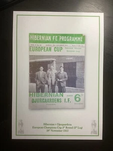 1955-56 Hibernian v Djurgaardens Champions Cup 2nd Rnd Programme PRINT - Picture 1 of 1