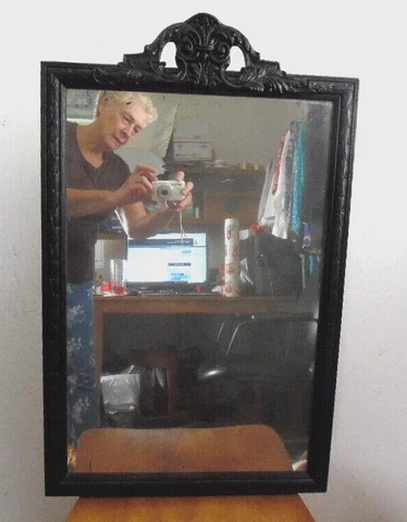 Vintage Wall Mirror ART Carved Wood Framed  18 1/4" x 29" Cover
