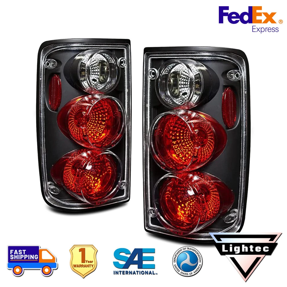 Tail Lights for 1989-1995 Toyota Pickup Truck Replacement Black Clear w/Bulbs - Image 1 of 4
