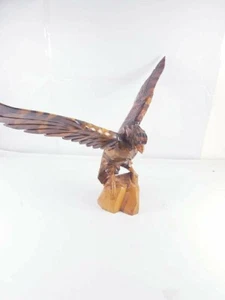 Large hand carved vintage wooden Eagle Classic United state Dark Light Brown - Picture 1 of 12