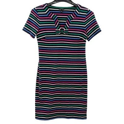 Talbots Shift Dress Women Size S Colorful Stripe Bow Front Old Money Preppy 60s - Image 1 of 4