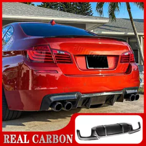REAL CARBON Fiber Rear Bumper Lip Diffuser For BMW F10 530i 550i M-Sport 2011-16 - Picture 1 of 15