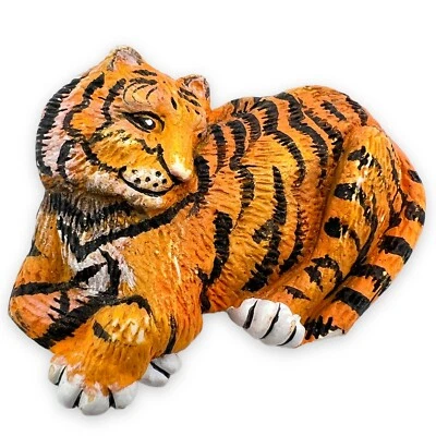 Broche de resina plástica Dakin 1990 vintage a rayas naranjas tigre Taiwán Foto 1 de 4