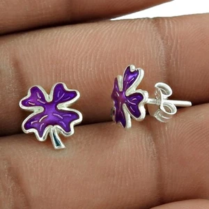 925 Sterling Silver Handcrafted Jewelry Stud Enamel Earrings R26 - Picture 1 of 6
