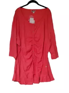 Joe Browns Coral Button Up Crinkle Tunic Top Size 28 4X - Picture 1 of 3