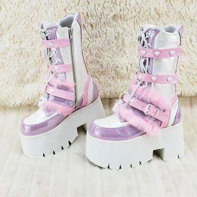 Ashes 120 Rosa Imitación Piel 3.5 Plataforma Tacón Cosplay Punk Festival Botas NY DEMONIA Foto 1 de 4