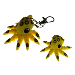 Gelber Oktopus Gelenk Schlüsselanhänger Clip 3D-gedruckt USA Figur Zappeln Spielzeug Geschenk - Bild 1 von 9