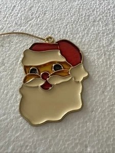 Stained Glass Santa Claus Christmas Ornament Vintage Red Ivory Yellow Nice - Picture 1 of 12