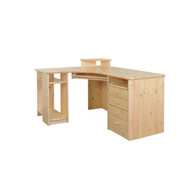 Vanessa Eck-Schreibtisch XL | Tastaturauszug | PC-Halterung | 100% Bio Kiefer Ma - Bild 1 von 2