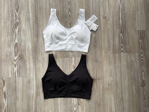 Jockey Modern Micro nahtloser gepolsterter Bralette 2er-Pack schwarz weiß LARGE - neu mit Etikett £36 - Bild 1 von 9