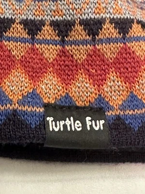 Gorro de pele de tartaruga lã merino tamanho adulto unissex colorido listrado chapéu de inverno - Imagem 1 de 4