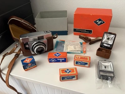 Agfa Silette Rapid I Kamera Set mit Originalbox, Tasche, Blitz & Filmen – 1960er - Bild 1 von 4
