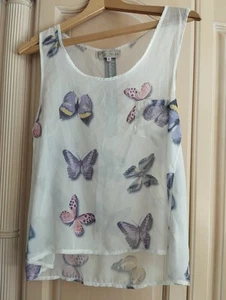 Gorgeous Cameo Rose Translucent Vest Top Cream With Multicoloured Butterflies 10 - Picture 1 of 8