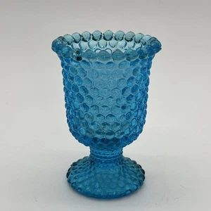 Jarrón portavelas votivo de vidrio burbuja Hobnail azul vintage soporte para palillos de dientes. - Imagen 1 de 4