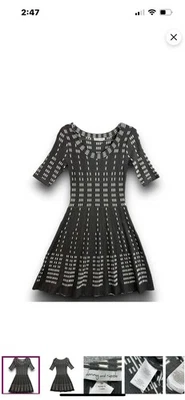 Vestido acampanado estampado tejido negro Herve Leger Foto 1 de 4