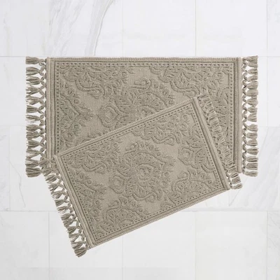 Jean Pierre - Ricardo Bath Mats, Set of 2 Woven Fringe Bathroom Rugs, 100% Co... - Image 1 of 4