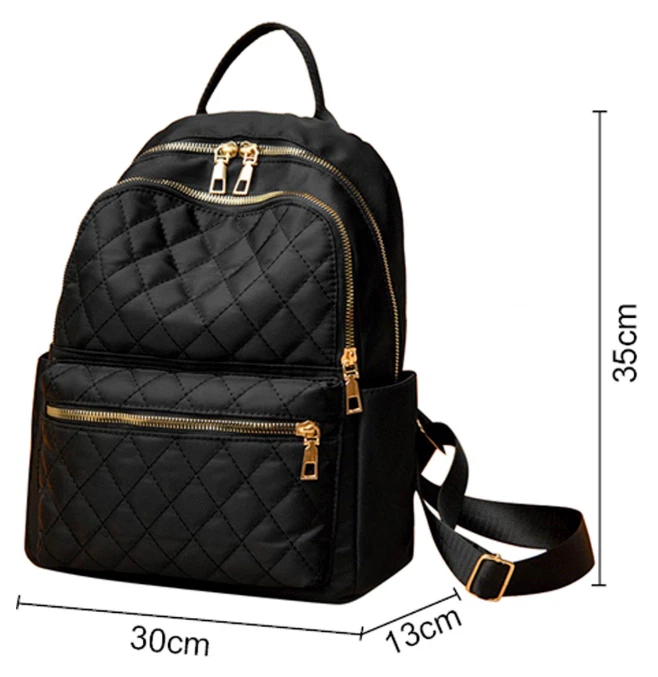 GIL DESIGN Rucksack Damen Reise Cityrucksack Tasche Schwarz Reisverschluss Gold Handtasche