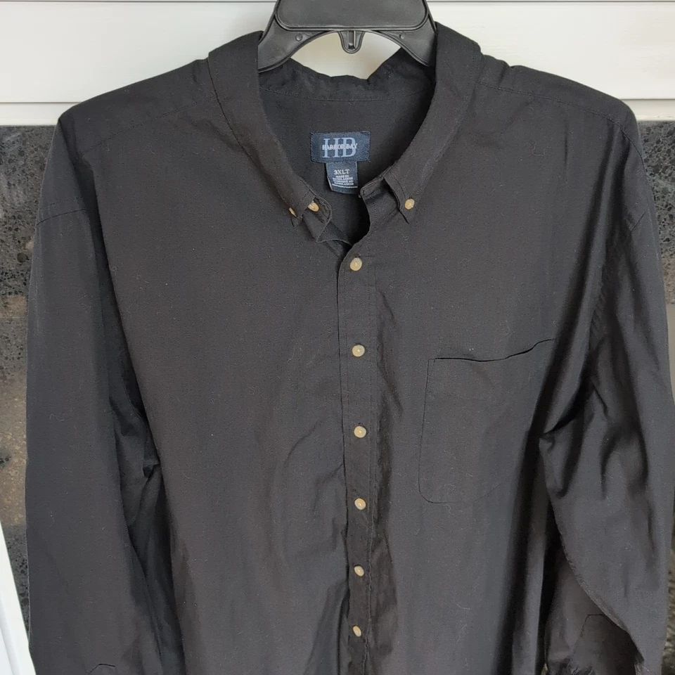Harbor Bay HB Mens Shirt 3XLT Black Solid Long Sleeve Button Down Casual - Image 1 of 4