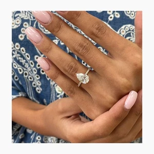 IGI Certified Diamond Pear Ring F VS1 2.8 Ct Hidden Halo 18K Yellow Gold Sz 4- 9 - Picture 1 of 9